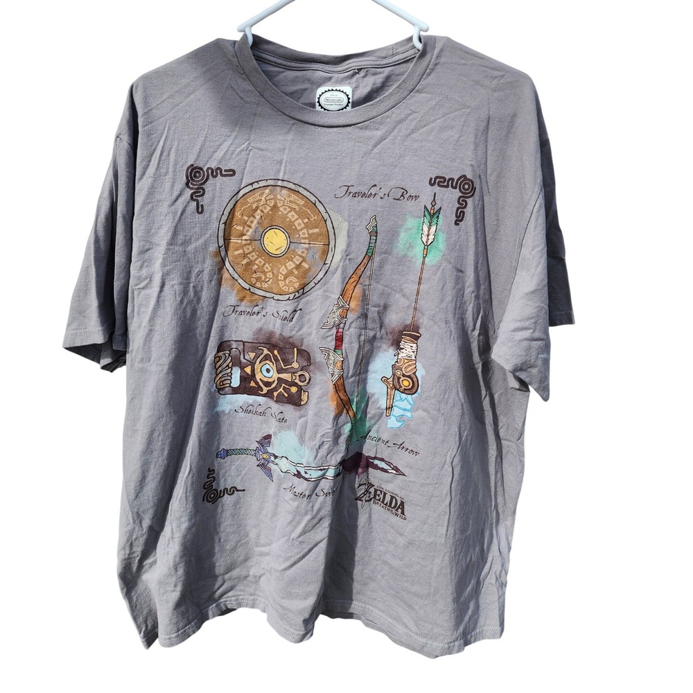 Nintendo Legend of Zelda Breath of the Wild Graphic T-Shirt Gray Mens XL